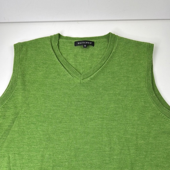 Britches Men's Vibrant Green V-Neck Knit Vest - Picture 4 of 9